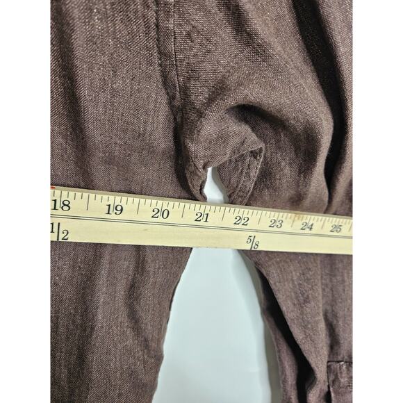 Banana Republic Button Up Shirt Mens M Brown 100% Linen Relaxed Travel Vacation - Picture 4 of 7